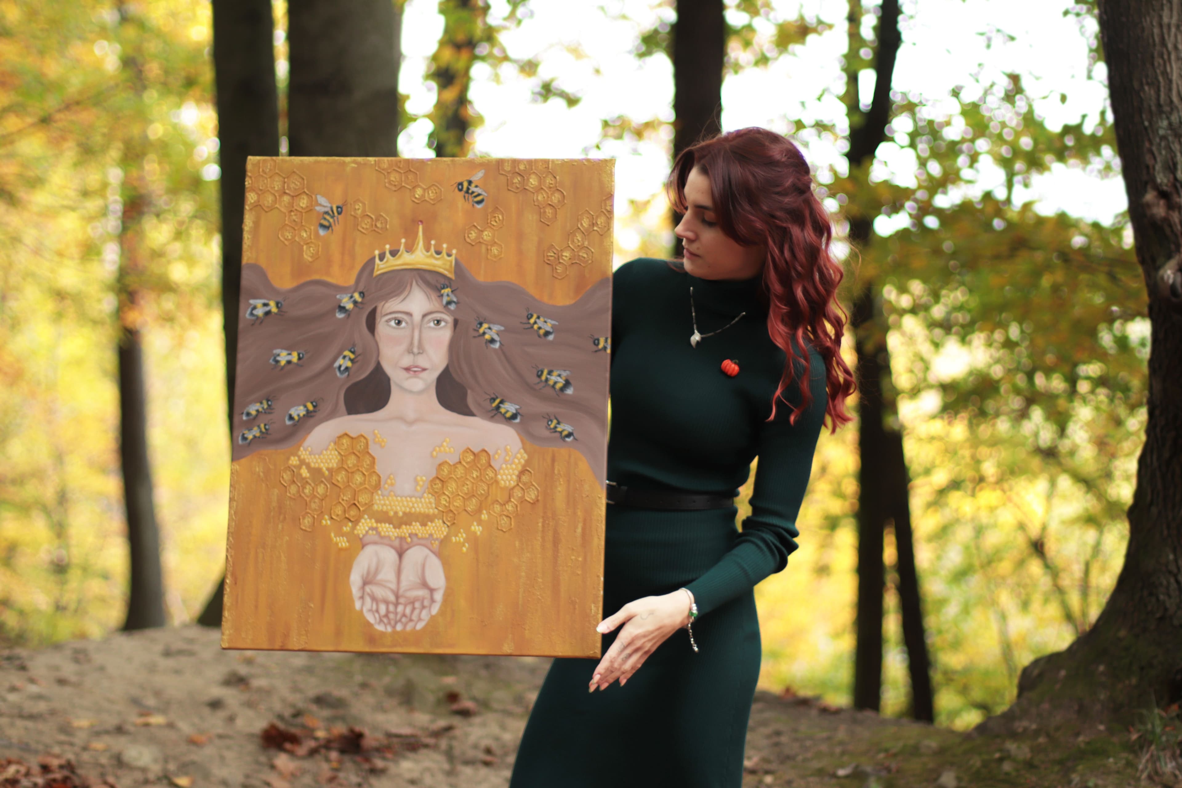 Včelí královna - olejomalba